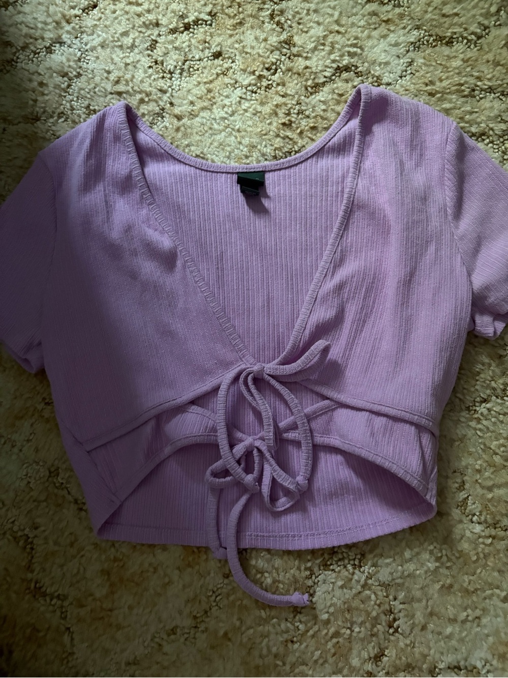 Ribbed Tie-Front Crop Top